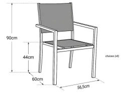 Conjunto De 8 Cadeiras De Aluminio Branco - Têxtileno Cinzento