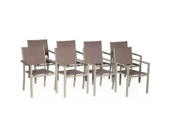 Conjunto De 8 Cadeiras De Aluminio Em Tons - Têxtilene Taupe