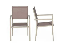 Conjunto De 8 Cadeiras De Aluminio Em Tons - Têxtilene Taupe