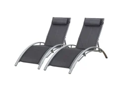 Conjunto De 2 Cadeiras De Conves Galapagos Em Têxtileno Cinzento - Aluminio Cinzento