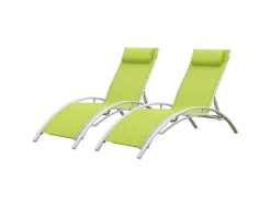 Conjunto De 2 Cadeiras De Conves Galapagos Verde Têxtilene - Aluminio Branco
