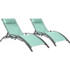 Conjunto De 2 Cadeiras De Conves Galapagos Em Têxtileno Verde Agua - Aluminio Cinzento Antracite