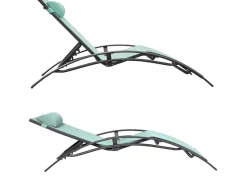 Conjunto De 2 Cadeiras De Conves Galapagos Em Têxtileno Verde Agua - Aluminio Cinzento Antracite
