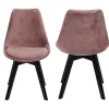 Conjunto De 4 Cadeiras De Veludo Nora Rosa Com Almofada