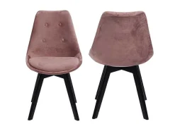 Conjunto De 4 Cadeiras De Veludo Nora Rosa Com Almofada