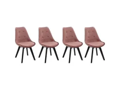 Conjunto De 4 Cadeiras De Veludo Nora Rosa Com Almofada