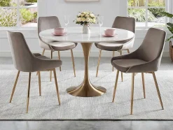 Conjunto De 2 Cadeiras Em Veludo E Metal Dourado Cor Taupe - Masurie