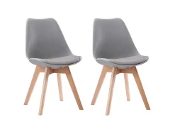 Conjunto De 2 Cadeiras Escandinavas Cinzentas Nora Com Almofada