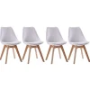 Conjunto De 4 Cadeiras Escandinavas Brancas Nora Com Almofada