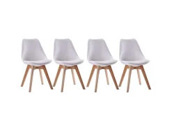 Conjunto De 4 Cadeiras Escandinavas Brancas Nora Com Almofada