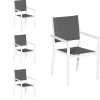 Conjunto De 4 Cadeiras Estofadas Em Aluminio Branco - Têxtileno Cinzento