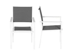 Conjunto De 4 Cadeiras Estofadas Em Aluminio Branco - Têxtileno Cinzento