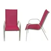 Conjunto De 6 Cadeiras Marbella Em Têxtilene Rosa - Aluminio Branco