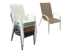Conjunto De 6 Cadeiras Marbella Em Taupe Têxtilene - Aluminio Branco