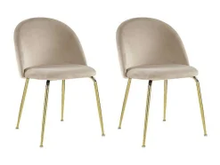 Conjunto De 2 Cadeiras Melbourne - Veludo E Metal Dourado - Bege