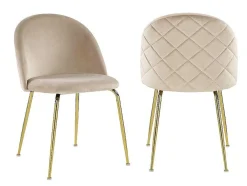 Conjunto De 2 Cadeiras Melbourne - Veludo E Metal Dourado - Bege