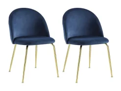 Conjunto De 2 Cadeiras Melbourne - Veludo E Metal Dourado - Azul