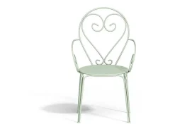 Conjunto De 4 Cadeiroes De Jardim Empilhaveis Em Metal Estilo Ferro Forjado Cor Verde Amendoa - Guermantes