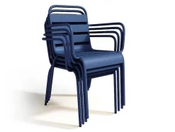 Conjunto De 2 Cadeiroes De Jardim Empilhaveis Em Metal Azul-Escuro - Mirmande
