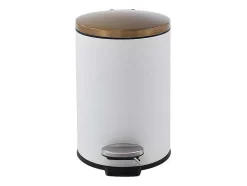 Conjunto De 2 Caixotes Do Lixo Com Pedal Em Inox De 30 L E 3 L Cor Branco E Dourado - Pira