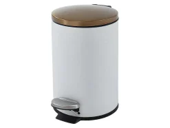Conjunto De 2 Caixotes Do Lixo Com Pedal Em Inox De 30 L E 3 L Cor Branco E Dourado - Pira