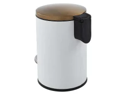 Conjunto De 2 Caixotes Do Lixo Com Pedal Em Inox De 30 L E 3 L Cor Branco E Dourado - Pira