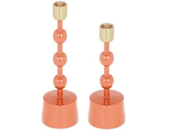 Conjunto De 2 Castiçais Em Aluminio Esmaltado A. 26,5 Cm X A. 22 Cm Terracota - Parina