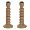 Conjunto De 2 Castiçais Em Madeira De Mangueira A.23 Cm Natural - Fainin