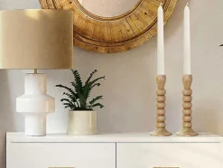 Conjunto De 2 Castiçais Em Madeira De Mangueira A.23 Cm Natural - Fainin