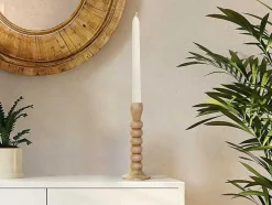 Conjunto De 2 Castiçais Em Madeira De Mangueira A.23 Cm Natural - Fainin