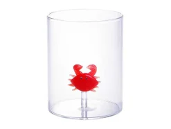 Conjunto De 4 Copos Animais, Vidro Soprado Transparente E Vermelho D7,5 X A9,5 Cm - Apuna