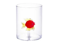 Conjunto De 4 Copos Animais, Vidro Soprado Transparente E Vermelho D7,5 X A9,5 Cm - Apuna