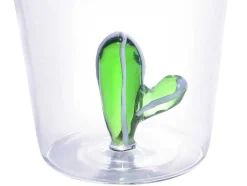 Conjunto De 4 Copos Com Cactos Transparente E Verde D.8 X A.10 Cm - Puntia