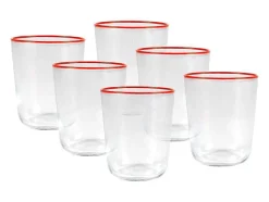 Conjunto De 6 Copos De Agua Com Detalhe Em Laranja - 31,5 Cl - D. 8 X A. 9,5 Cm - Azuran