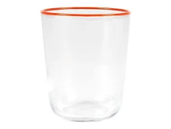 Conjunto De 6 Copos De Agua Com Detalhe Em Laranja - 31,5 Cl - D. 8 X A. 9,5 Cm - Azuran