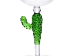 Conjunto De 4 Copos De Vinho Com Pés Cacto Transparente E Verde D8,5 X A19,5 Cm - Gellif