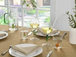 Conjunto De 4 Copos De Vinho Com Pés Cacto Transparente E Verde D8,5 X A19,5 Cm - Gellif