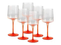 Conjunto De 6 Copos De Vinho De Pe Laranja 27 Cl - D. 9.5 X A.13Cm - Coraly