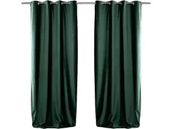 Conjunto De 2 Cortinas De Escurecimento Em Veludo C. 135 X A. 250 Cm Verde Com Ilhos Prateados - Darrel