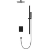 Conjunto De Duche Encastravel Com Torneira Misturadora Termostatica E Suporte De Parede Regulavel Preto Mate - Terek