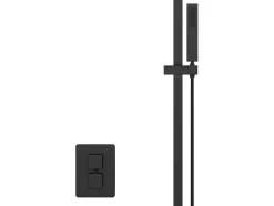 Conjunto De Duche Encastravel Com Torneira Misturadora Termostatica E Suporte De Parede Regulavel Preto Mate - Terek