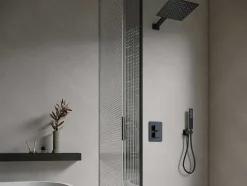 Conjunto De Duche Encastravel Com Torneira Misturadora Termostatica E Suporte De Parede Fixo Preto Mate - Terek
