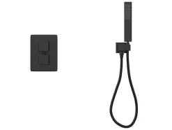Conjunto De Duche Encastravel Com Torneira Misturadora Termostatica E Suporte De Parede Fixo Preto Mate - Terek