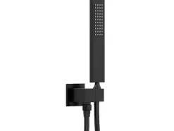 Conjunto De Duche Encastravel Com Torneira Misturadora Termostatica E Suporte De Parede Fixo Preto Mate - Terek