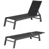 Conjunto De 2 Espreguiçadeiras Barbados Em Têxtileno Preto - Aluminio Cinzento Antracite