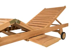 Conjunto De 2 Espreguiçadeiras Multiposicoes Teca Natural Claro - Byblos Ii De Mylia