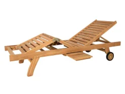 Conjunto De 2 Espreguiçadeiras Multiposicoes Teca Natural Claro - Byblos Ii De Mylia