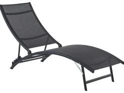 Conjunto De 2 Espreguiçadeiras Empilhaveis Em Aluminio E Têxtileno Preto - Zensia