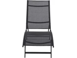 Conjunto De 2 Espreguiçadeiras Empilhaveis Em Aluminio E Têxtileno Preto - Zensia