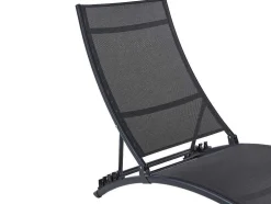 Conjunto De 2 Espreguiçadeiras Empilhaveis Em Aluminio E Têxtileno Preto - Zensia